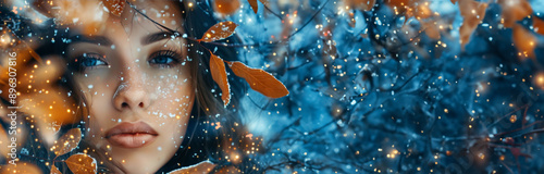 Woman In Winter Leaves