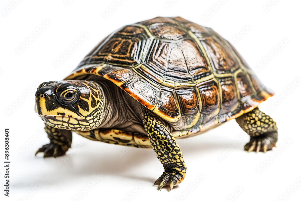 Obraz premium Close-up of a turtle with a white background
