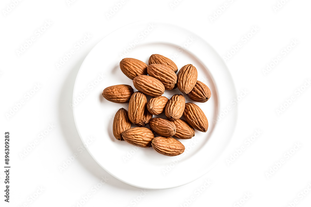 Close Up Of Almonds On A White Plate Close Up Of Almonds On A White Plate