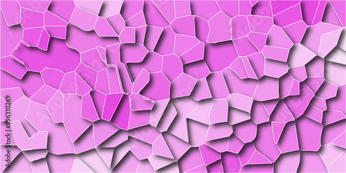 Colorful polygonal design consist of triangles. Abstract mosaic pattern. Light pink Broken quartz stained Glass Background with purple outlines.3d shapes vector Vintage Illustration background .