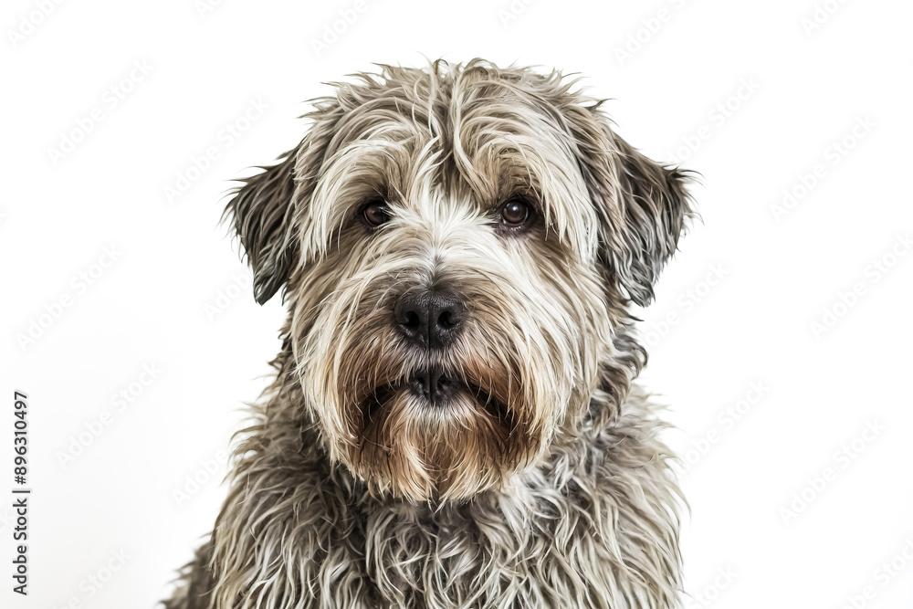 Close-up portrait of a scruffy dog with a white background Close-up portrait of a scruffy dog with a white background