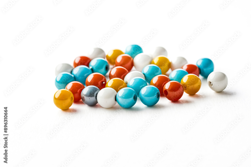 Colorful Beads on White Background Colorful Beads on White Background