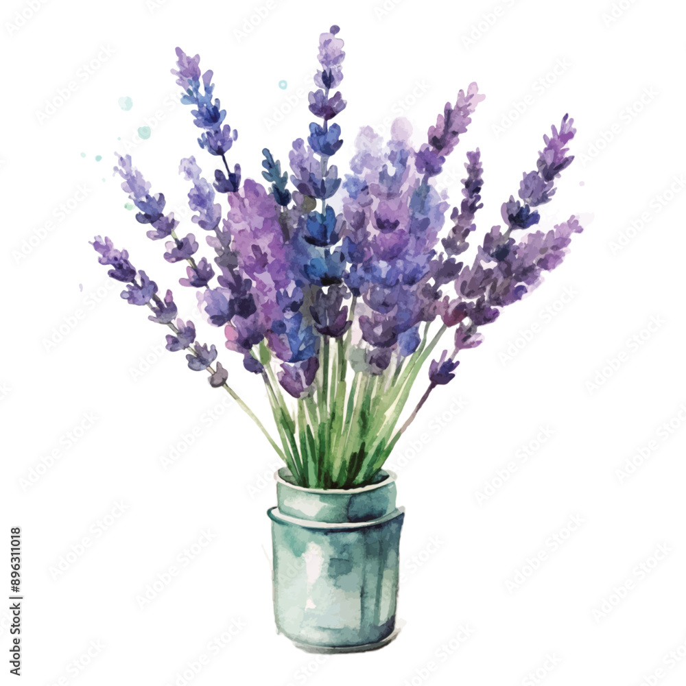 Obraz premium Watercolor Lavender Bouquet Clipart