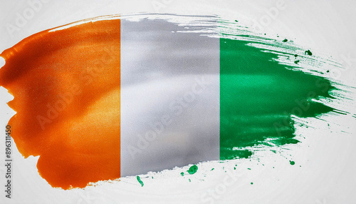 Paint stain in the colours of the flag of Côte d'Ivoire