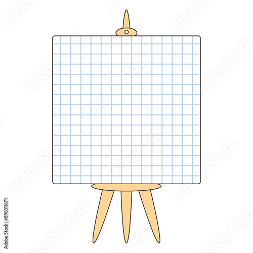 Easel with a blank squared note paper canvas or whiteboard