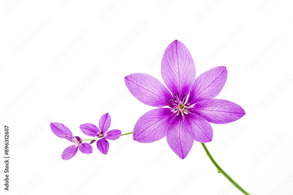 Close-up of a single purple flower with a soft white background Close-up of a single purple flower with a soft white background