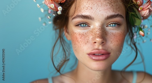 Woman With Flower Crown and Freckles
