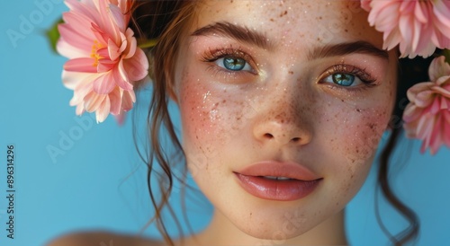 Woman With Flower Crown and Freckles