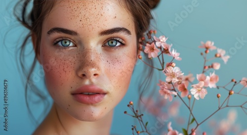 Woman With Flowers and Freckles