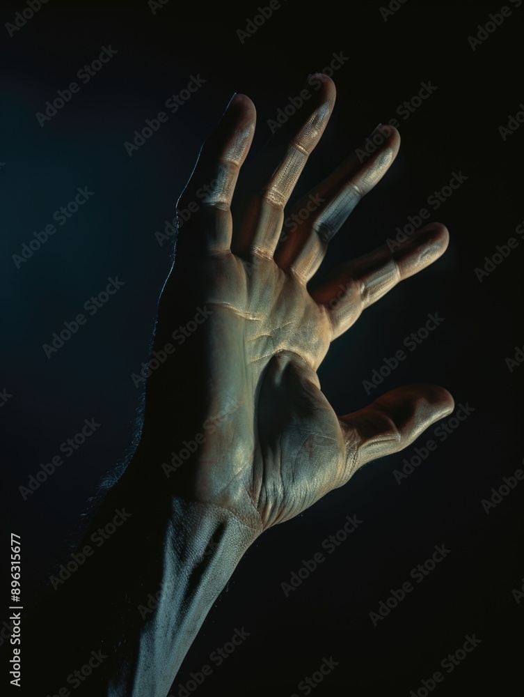 Fototapeta premium Dark, ominous hand against dark background.