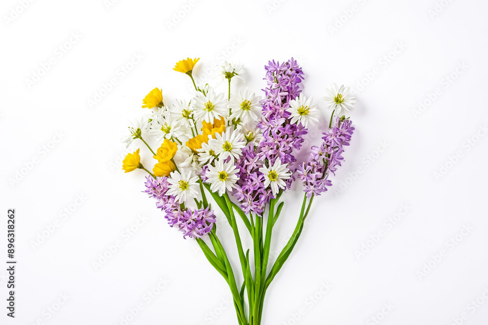 Spring Flowers Bouquet On White Background Spring Flowers Bouquet On White Background