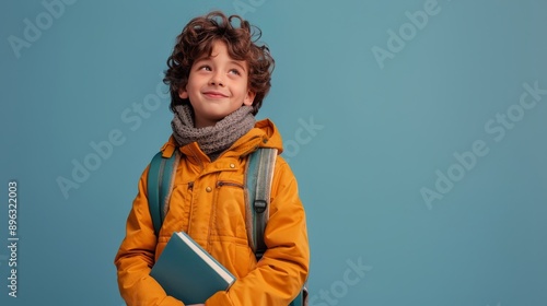 Boy in Orange Jacket Looking Up