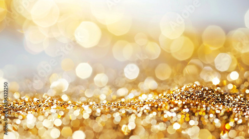 golden and white glittering bright background with bokeh