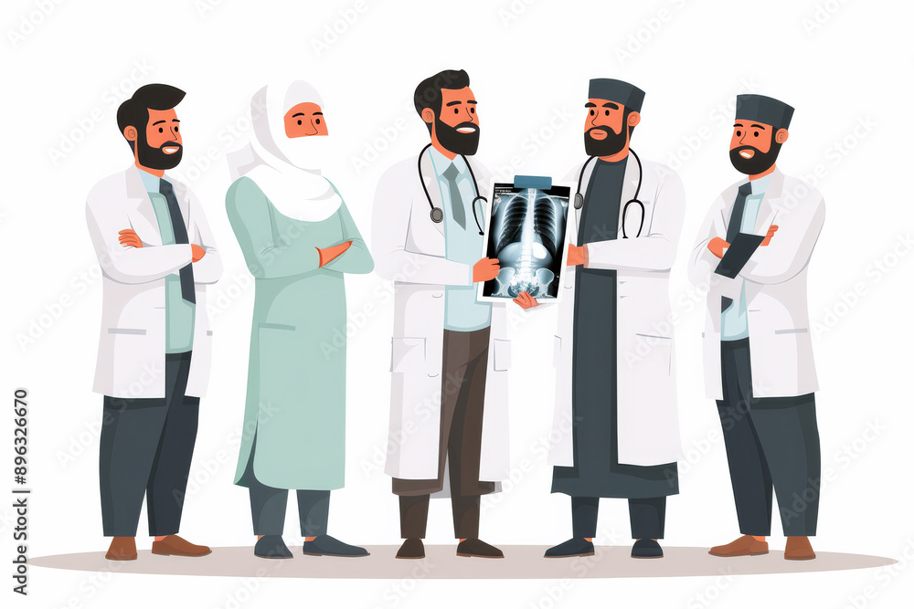 Cartoon Characters, Middle Eastern Doctors in Action Cartoon Characters, Middle Eastern Doctors in Action