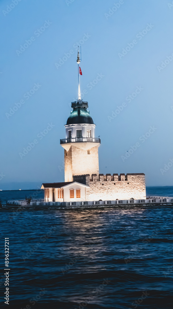 View of Madien's tower also known as Leander's tower at the entrance of Bosphrus strait in Istanbul, Türkiye View of Madien's tower also known as Leander's tower at the entrance of Bosphrus strait in Istanbul, Türkiye