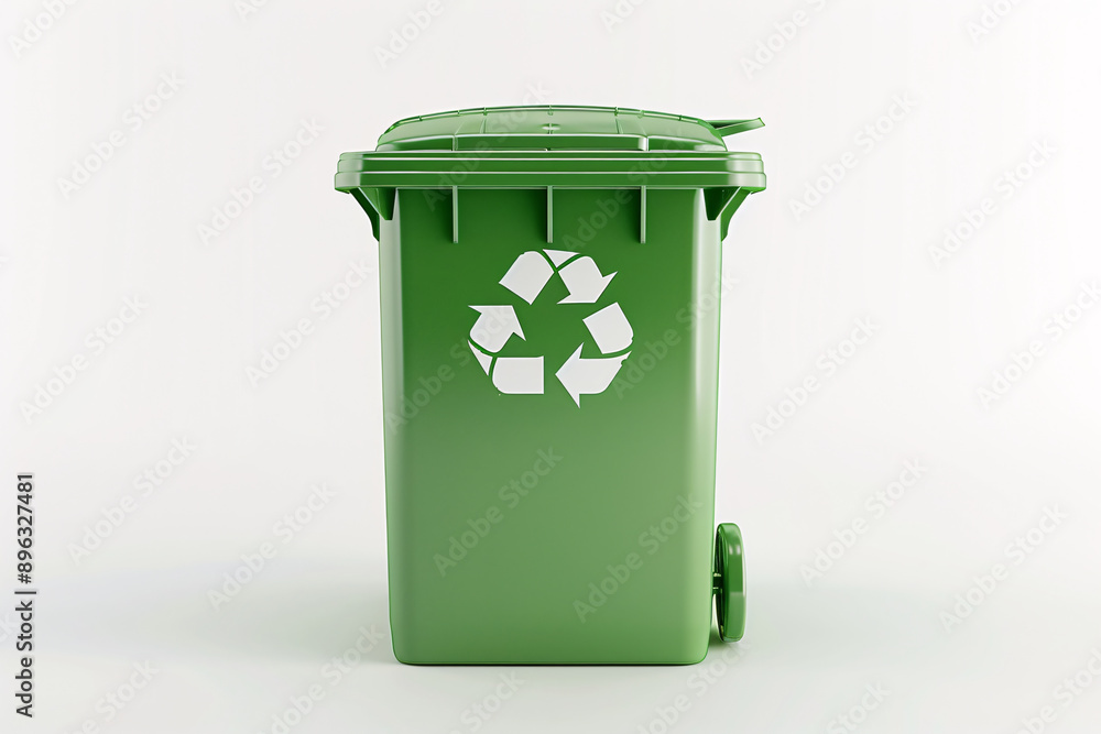 a green recycle bin with a white recycle symbol on it a green recycle bin with a white recycle symbol on it