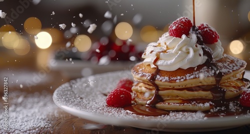 Powdered Sugar Falling on Pancakes