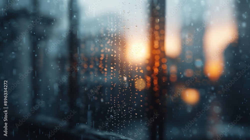 An artistic shot of raindrops on a windowpane captures the abstract beauty of urban life, with a blurred cityscape and sunset providing a warm, colorful backdrop. An artistic shot of raindrops on a windowpane captures the abstract beauty of urban life, with a blurred cityscape and sunset providing a warm, colorful backdrop.