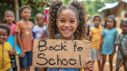 Young Girl Holding Back To School Sign