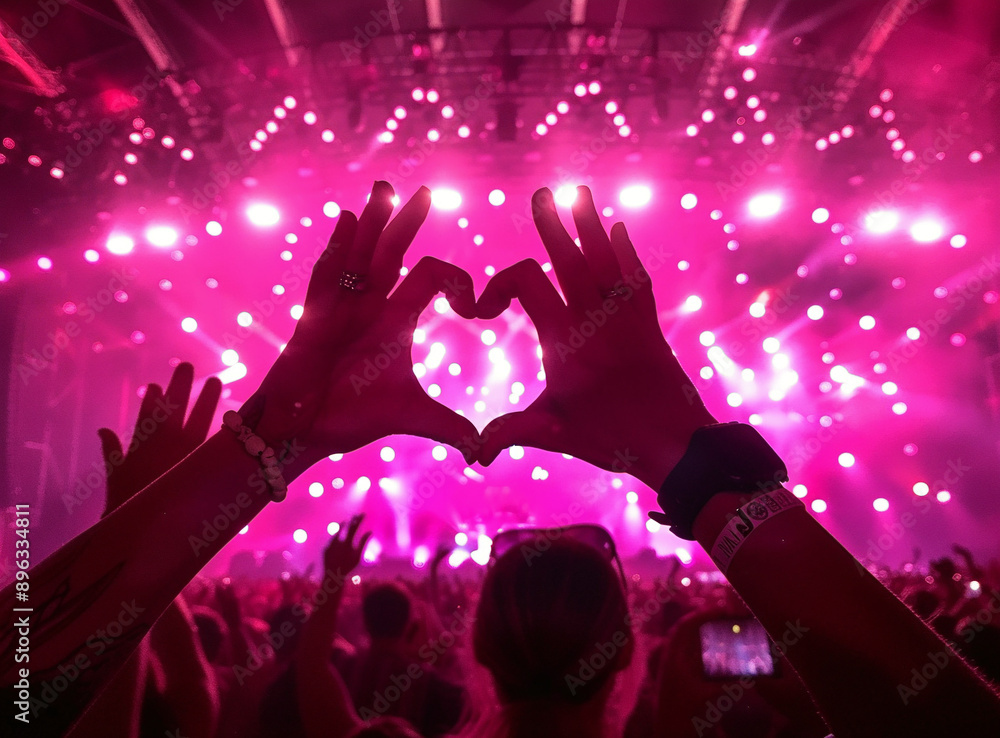 Obraz premium hands forming heart at a concert