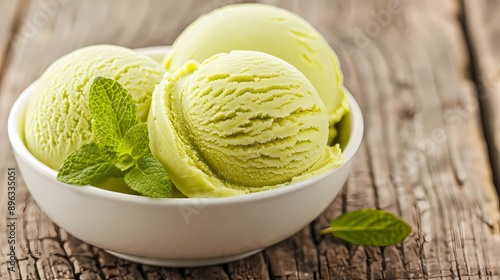 green ice cream in the bowl © Olesia H