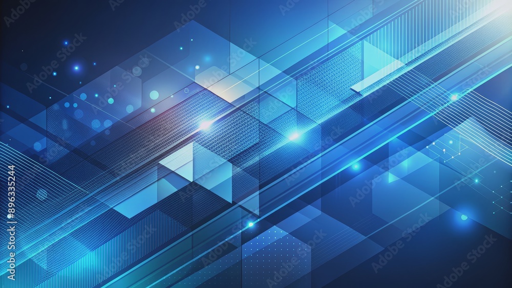 Abstract Blue Geometric Design with Hexagon and Lines, abstract , geometric , background , design Abstract Blue Geometric Design with Hexagon and Lines, abstract , geometric , background , design