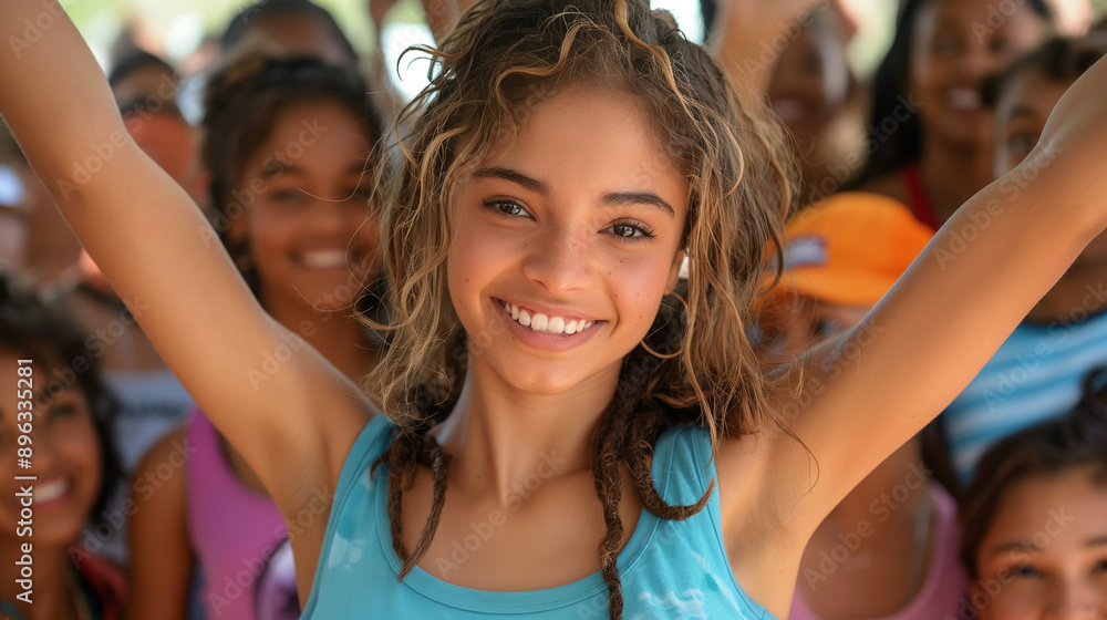 Diverse Group of happy Teens Celebrating Unity Diverse Group of happy Teens Celebrating Unity