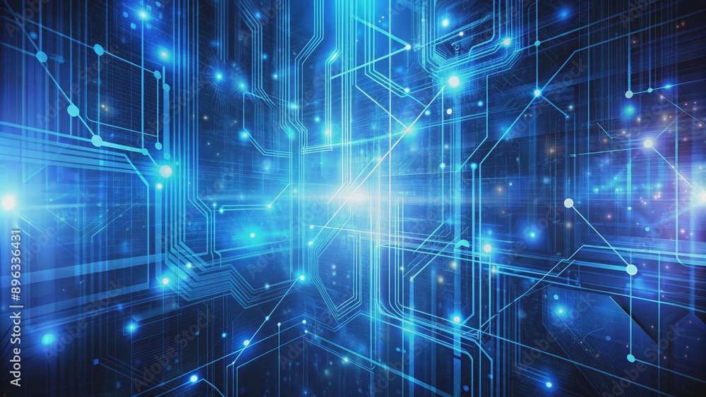 Abstract Digital Circuitry Blue Glowing Lines and Nodes, Digital, Technology, Network, Circuitry Abstract Digital Circuitry Blue Glowing Lines and Nodes, Digital, Technology, Network, Circuitry