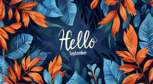 Hello September Floral Illustration