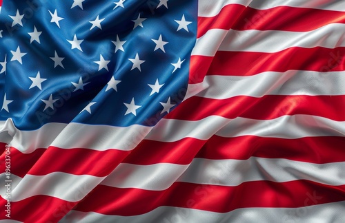 Waving American Flag Close-Up