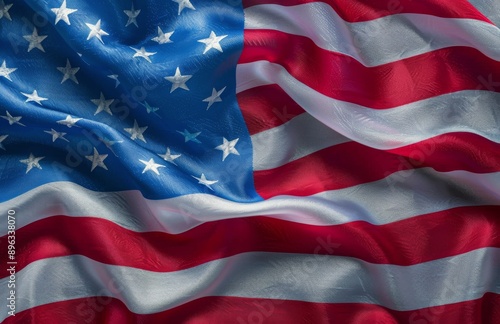 Waving American Flag Close-Up