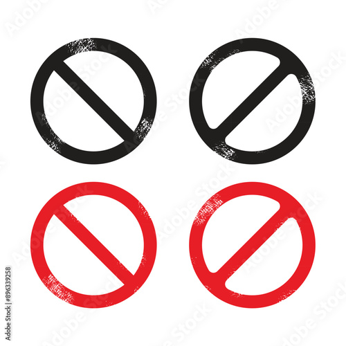Grunge No Sign Icon Set Vector Design. Free Download Grunge No Sign Icon Set Vector Design. - GFXLoad