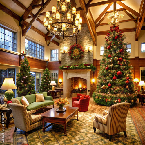 interior, room, christmas, house, home, furniture, table, window, design, living, chair, luxury, decoration, sofa, tree, fireplace, hall, decor, architecture, light, indoor, living room, chairs, chris