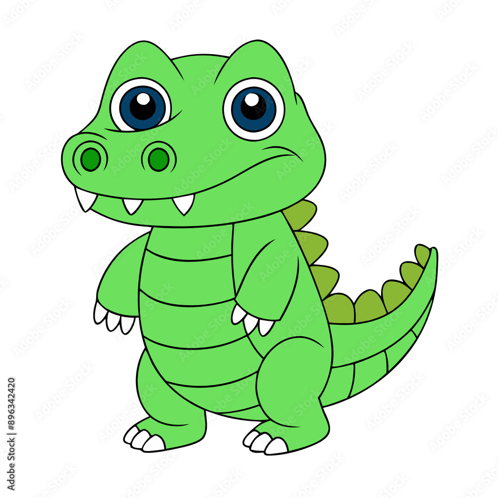 Fototapeta premium frog, cartoon, animal, green, vector, illustration, cute, amphibian, dinosaur, dragon, wildlife, isolated, nature, reptile, toad, lizard, crocodile, art, fun, toy, character, happy, monster, dino, fun