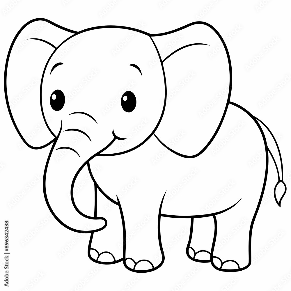 Naklejka premium elephant, animal, cartoon, vector, illustration, mammal, baby, fun, wild, cute, safari, wildlife, art, character, zoo, funny, nature, drawing, animals, pink, gray, jungle, big, clipart, happy