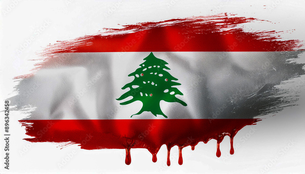 Fototapeta premium Paint stain in the colours of the Lebanese flag