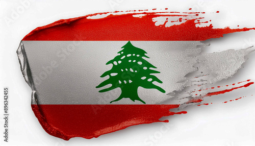 Paint stain in the colours of the Lebanese flag photo