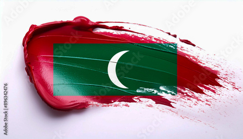 Paint stain in the colours of the Maldivian flag photo