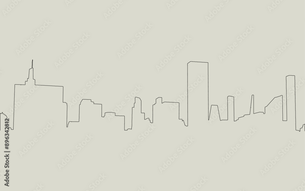One line art Cityscape city landscape vector outline illustration black silhouette background banner poster cover art One line art Cityscape city landscape vector outline illustration black silhouette background banner poster cover art