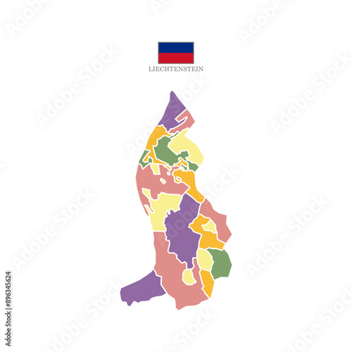 Silhouette and colored liechtenstein map vector illustration map Europe