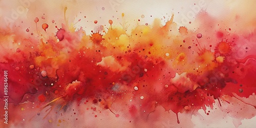 Crimson Sunset Watercolor Abstract, watercolor painting , abstract art , red , yellow , orange