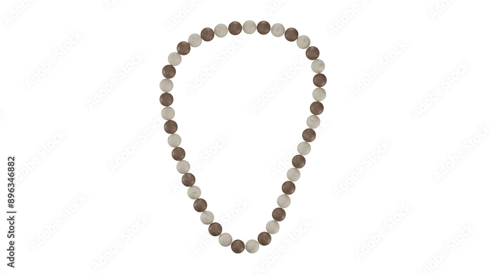 Dark and light wood beads isolated in transparent and white background. Jewelry concept. 3D render Dark and light wood beads isolated in transparent and white background. Jewelry concept. 3D render