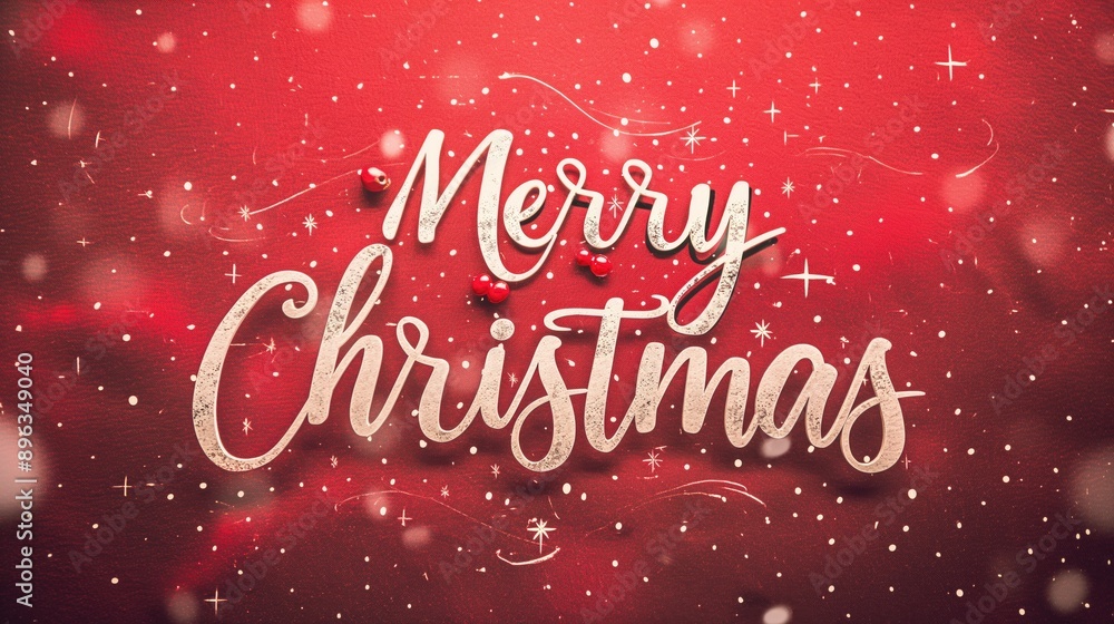 White text “Merry Christmas” on a red background. The concept of celebrating Christmas. Christmas card White text “Merry Christmas” on a red background. The concept of celebrating Christmas. Christmas card