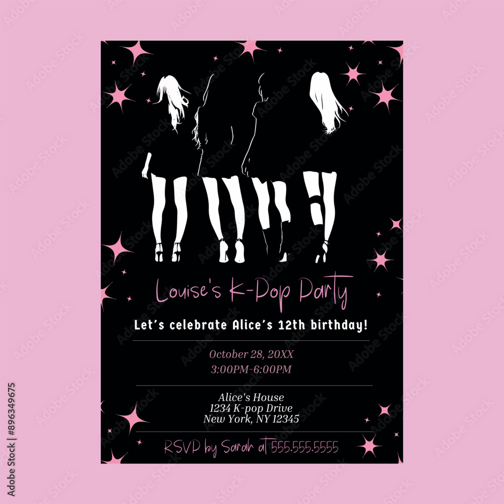 Εκτύπωση καμβά Korean K-Pop Black Pink Invitation