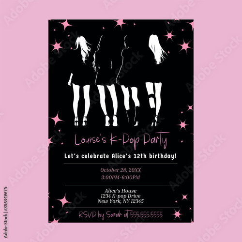 Korean K-Pop Black Pink Invitation