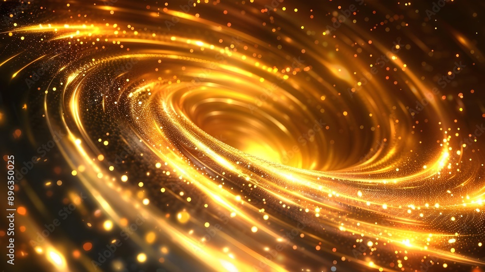 Naklejka premium Abstract light speed motion effect in gold color