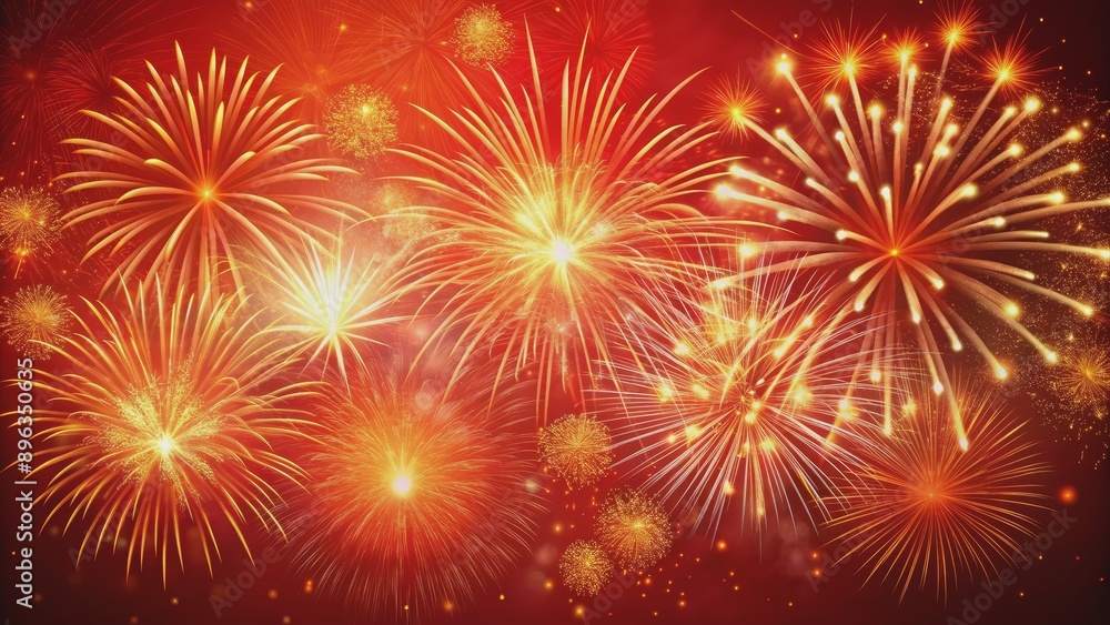 Naklejka premium Golden Fireworks Celebration, celebration, festive, holiday, new year