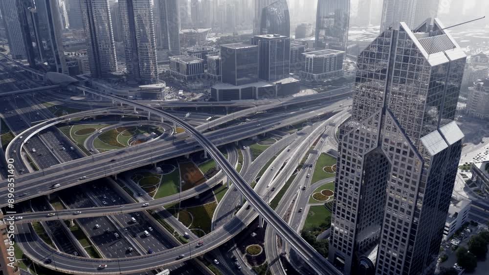 Futuristic cityscape with highways, advanced infrastructure, and contemporary architecture Futuristic cityscape with highways, advanced infrastructure, and contemporary architecture