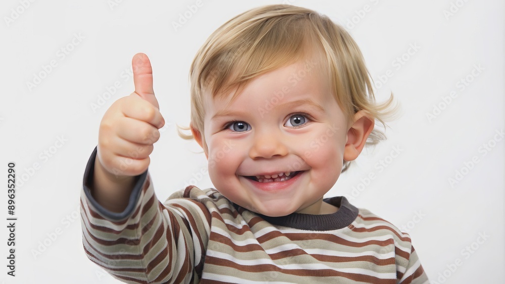 Happy Toddler Boy Giving Thumbs Up, Portrait, Close Up, Smiling, White Background, baby , child Happy Toddler Boy Giving Thumbs Up, Portrait, Close Up, Smiling, White Background, baby , child