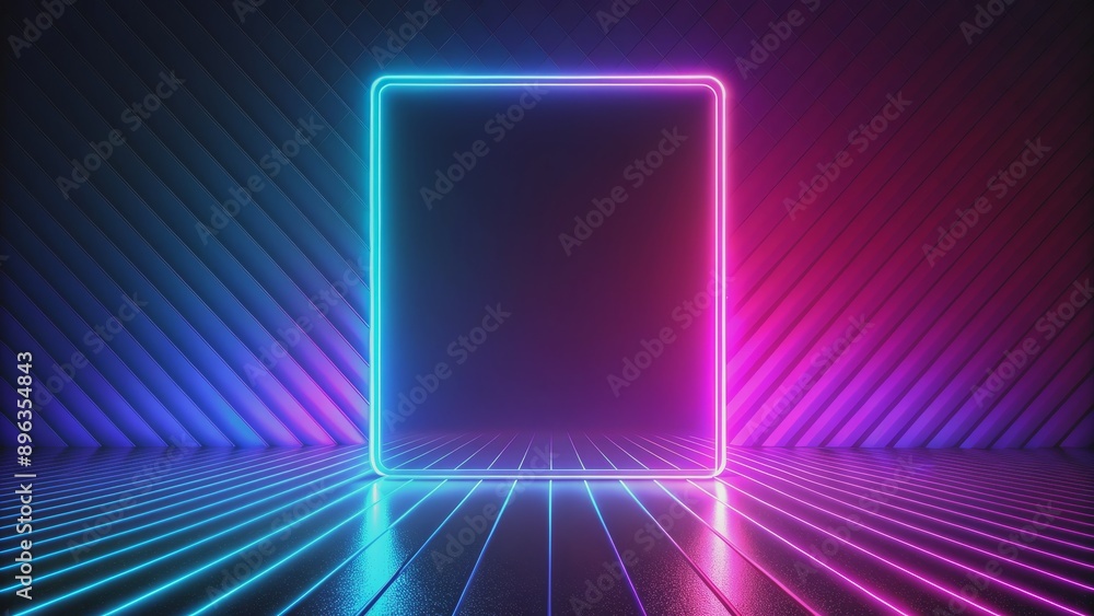 Neon Glow Frame on Diagonal Lines, 3D Render, Neon, Glowing, Abstract, Futuristic Neon Glow Frame on Diagonal Lines, 3D Render, Neon, Glowing, Abstract, Futuristic